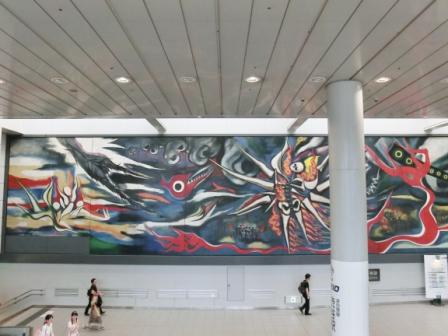 Taro Okamoto's big avant-garde painting in Shibuya.